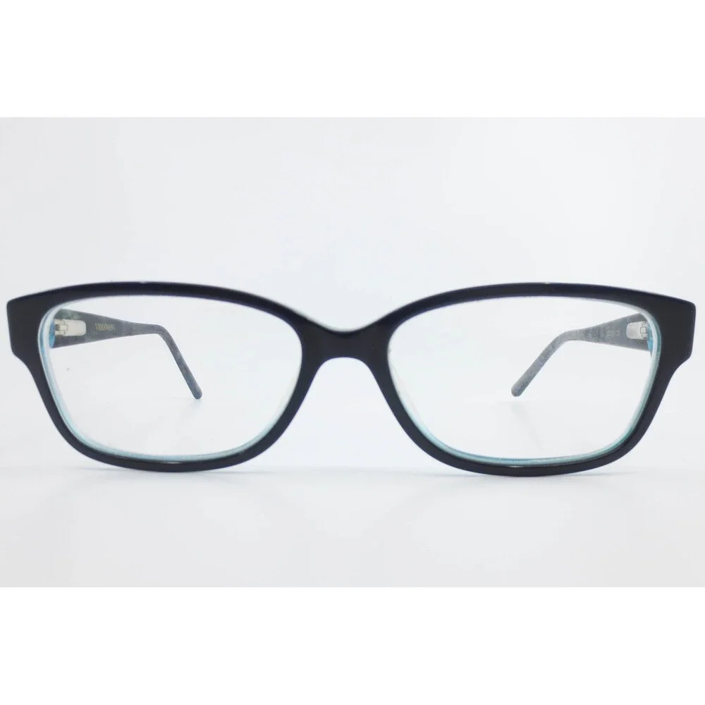 Vera Wang Eyeglasses Black Teal Tortoise Floral Rhinestone Frames 52-15-135